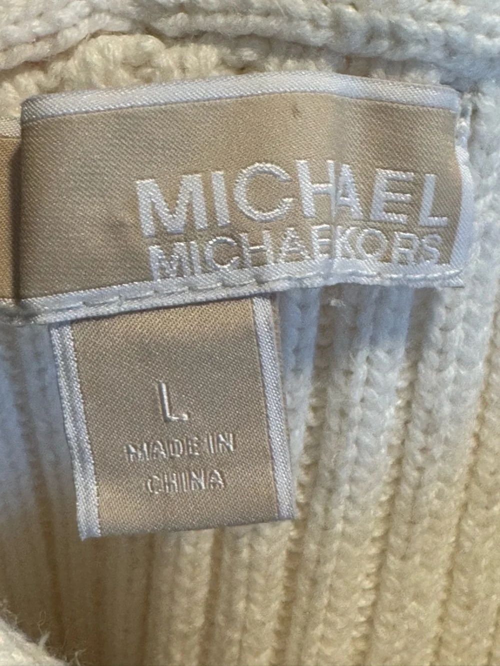 Michael Kors Cream Off-the-Shoulder Cable Trim Ribbed Sweater - Picture 2 of 5
